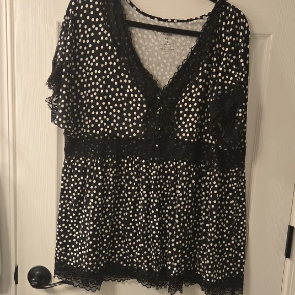 Torrid Black and White Polka Dot Lace Blouse - Picture 1 of 3